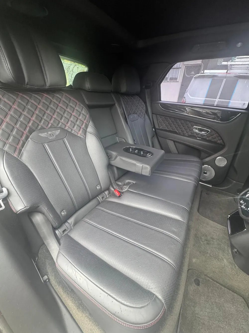 Leather rear seats of a luxury saloon